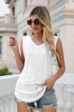 Load image into Gallery viewer, Eyelet V-Neck Tank
