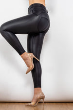 Load image into Gallery viewer, Full Size PU Leather Buttoned Leggings
