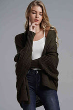 Load image into Gallery viewer, Double Take Dolman Sleeve Open Front Ribbed Trim Longline Cardigan
