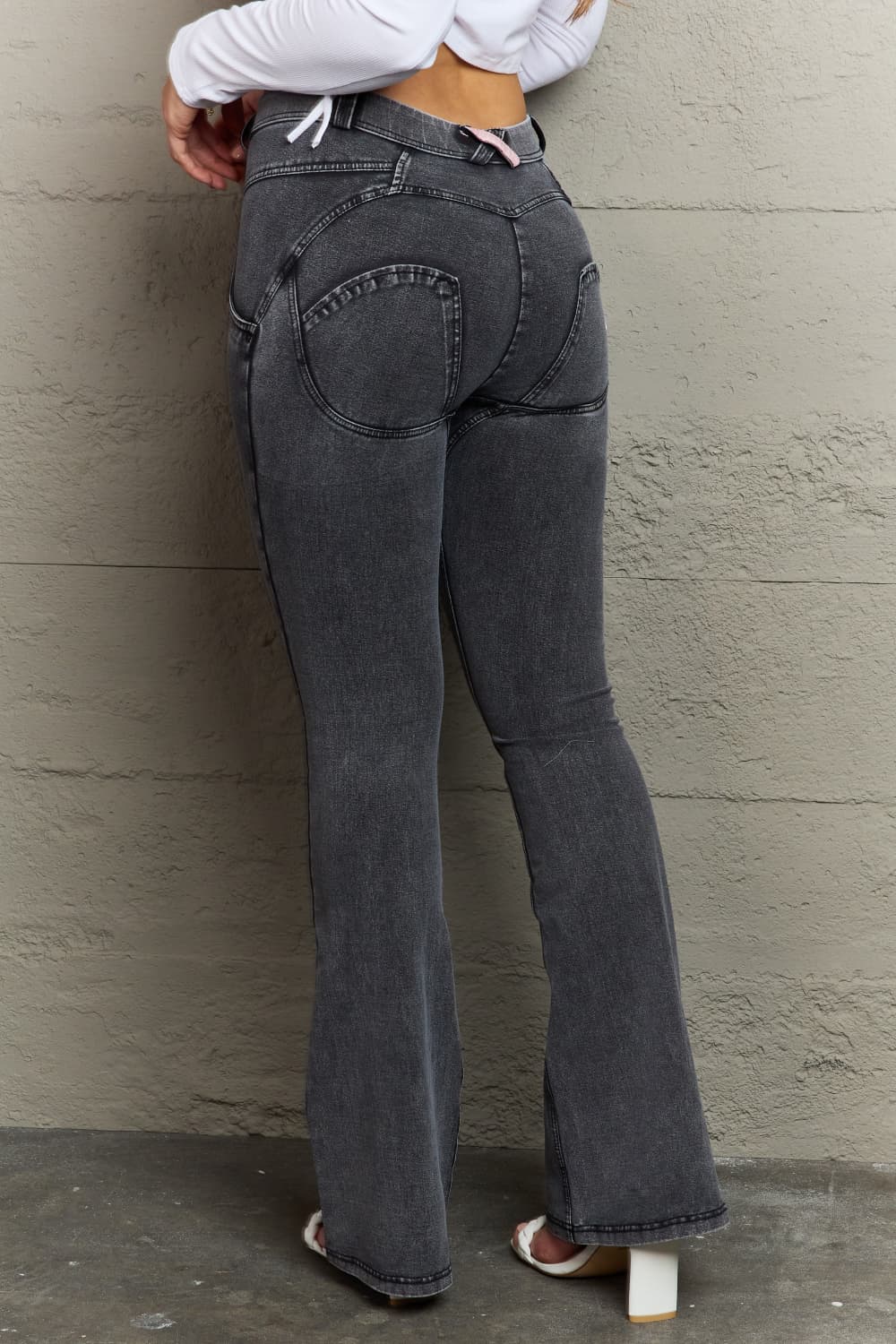 Two-Button Flare Jeans Pants