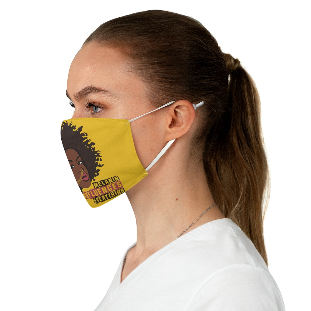 Yellow Unisex Melanin Influences Everything Fabric Face Mask