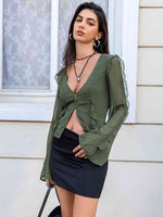 Load image into Gallery viewer, Ruffled V-Neck Long Sleeve Top
