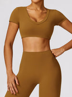 Load image into Gallery viewer, Scoop Neck Short Sleeve Cropped Active T-Shirt
