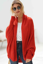 Load image into Gallery viewer, Double Take Dolman Sleeve Open Front Ribbed Trim Longline Cardigan

