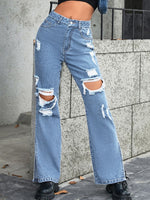 Load image into Gallery viewer, Distressed Slit Jeans Pants
