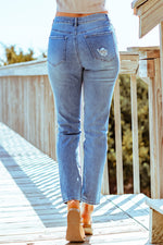 Load image into Gallery viewer, Distressed Ankle-Length Straight Leg Jeans Pants

