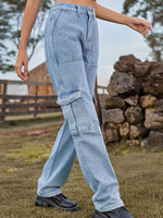 Load image into Gallery viewer, High Waist Cargo Jeans Pants

