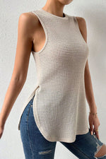 Load image into Gallery viewer, Round Neck Slit Tank Top
