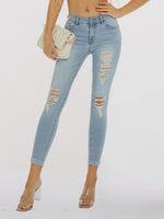 Load image into Gallery viewer, Distressed Skinny Cropped Jeans Pants

