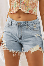 Load image into Gallery viewer, Distressed Denim Shorts
