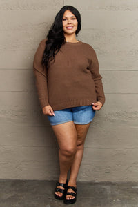 Plus Size High Low Waffle Knit Sweater