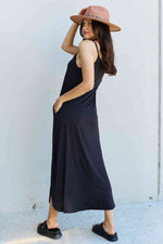 Load image into Gallery viewer, Good Energy Full Size Cami Side Slit Maxi Dress in Black
