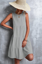 Load image into Gallery viewer, Sleeveless Round Neck Tiered Dress
