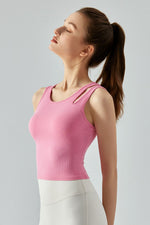 Load image into Gallery viewer, Ribbed Round Neck Sports Tank Top
