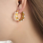 Load image into Gallery viewer, Synthetic Pearl 18K Gold-Plated Earrings
