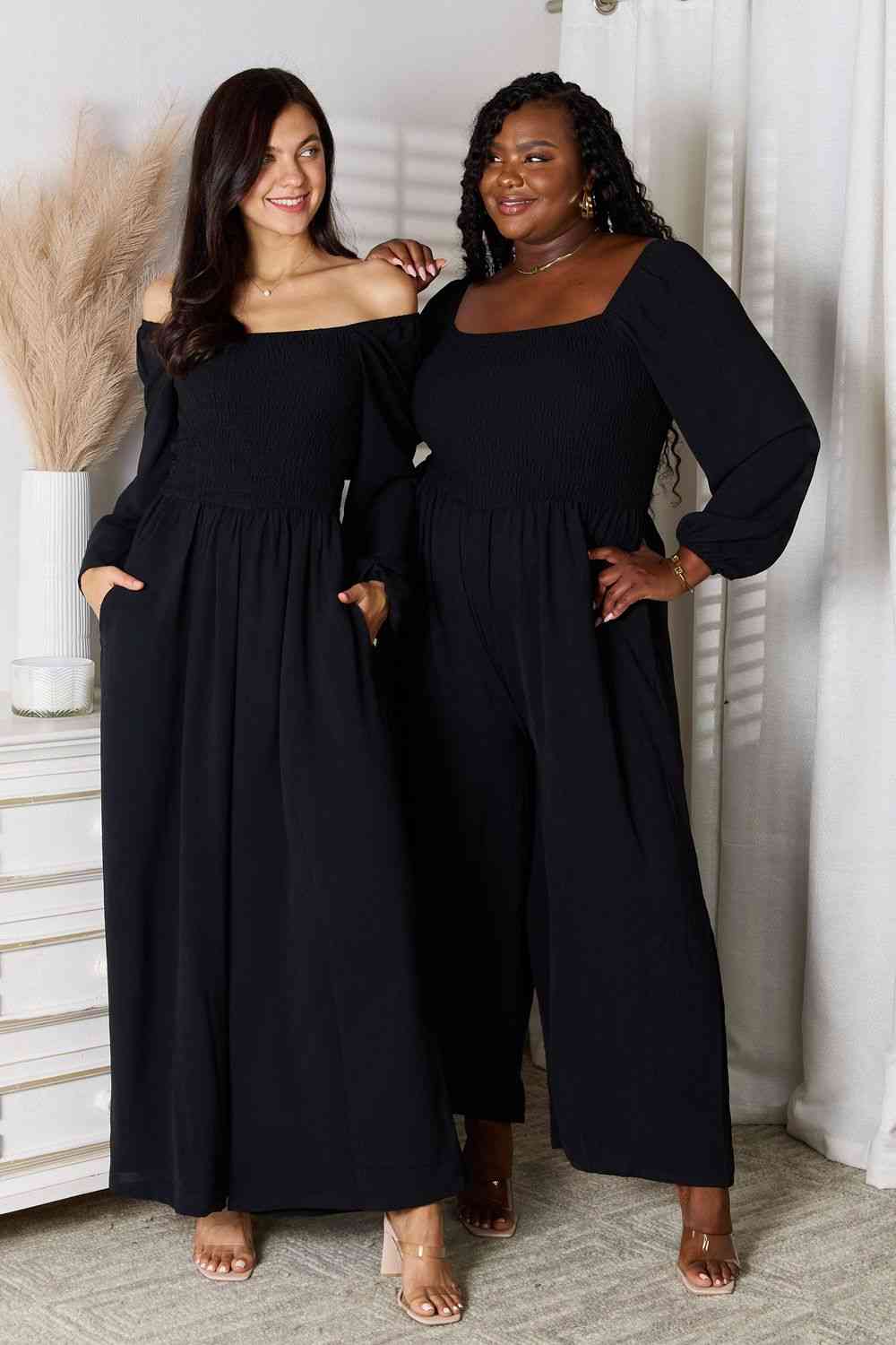 Square Neck Jumpsuit with Pockets