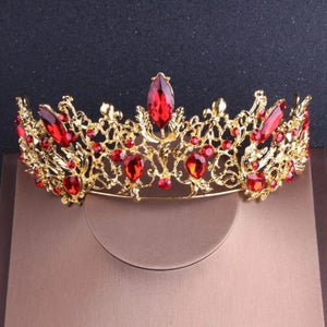 Vintage Gold Red Crystal Bridal Tiaras