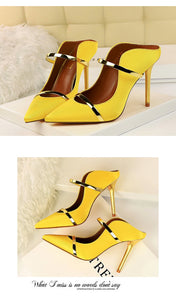 Pointed-Toe Gold Band Pumps