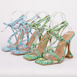 Load image into Gallery viewer, Print Pattern Ankle Strap Heels
