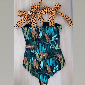 Bow Strap Floral Swimsuit