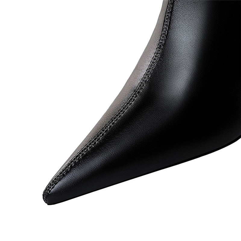 High Quality Pointed-Toe Soft Leather Boots