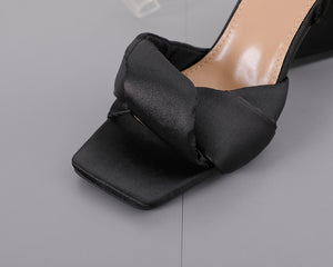 Silk Square Open-Toe  Shoes