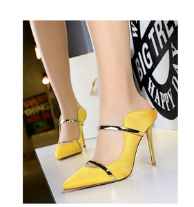 Pointed-Toe Gold Band Pumps