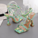 Load image into Gallery viewer, Print Pattern Ankle Strap Heels
