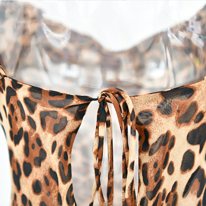 Leopard Print V-Neck Bodycon Long Dress