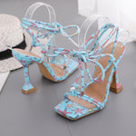 Load image into Gallery viewer, Print Pattern Ankle Strap Heels
