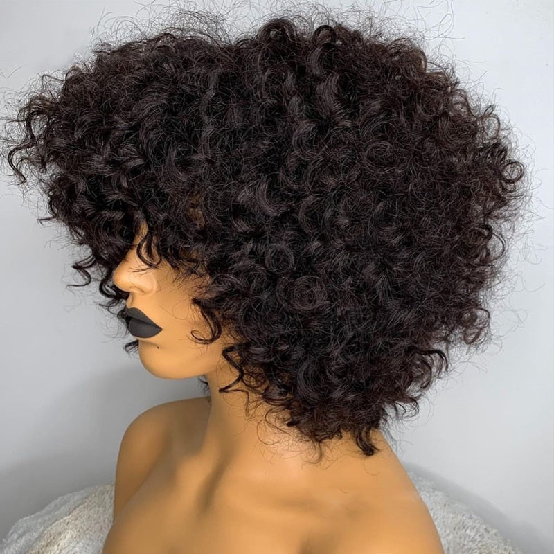 Glueless Curly Wig With Bangs