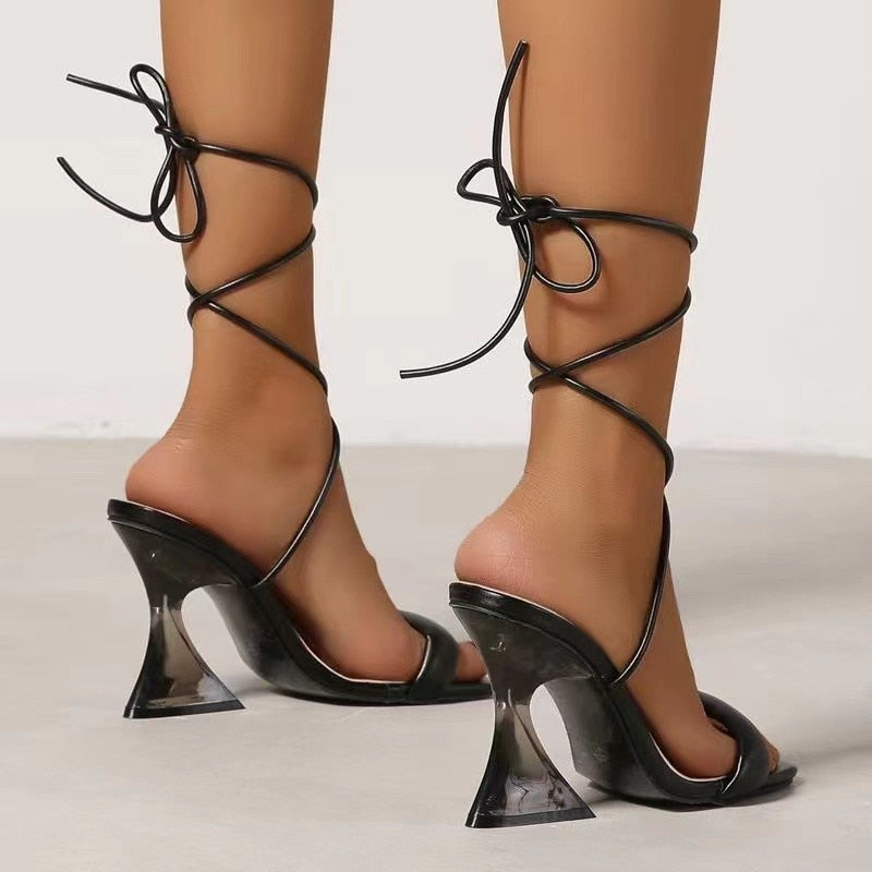 Square-Toe Ankle Strap Sandals
