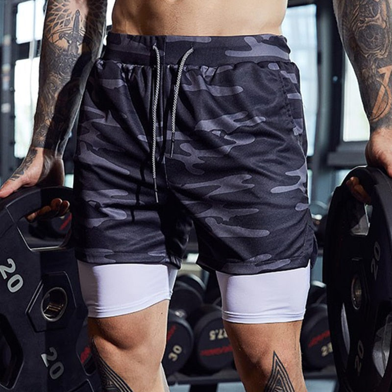 Mens Double-deck Fitness Shorts