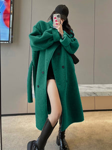 Double Breasted Loose Wool Blend Coat
