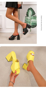Open-Toe Platform Slippers