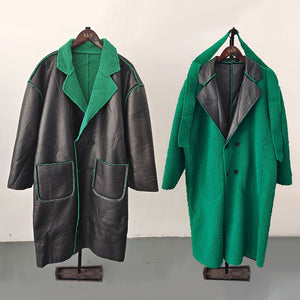 Double-Sided  Loose Fit Leather Coat