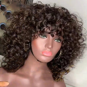 Curly Fumi Human Hair Wig With Bangs