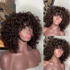 Curly Fumi Human Hair Wig With Bangs