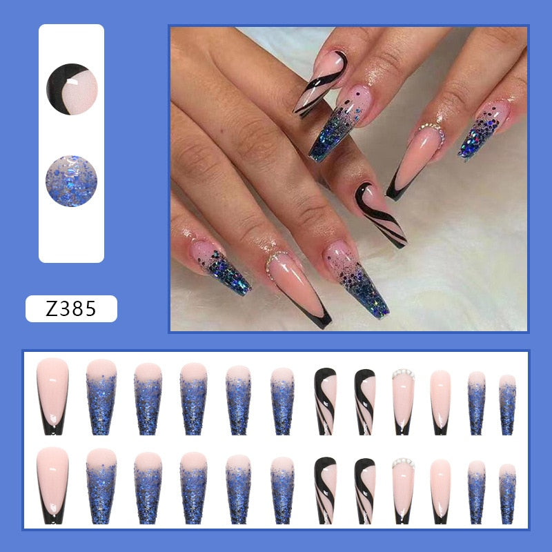 24Pcs Long Acrylic Nails