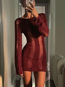 Knitted Cutout Mini Dress