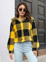 Load image into Gallery viewer, Plaid Dropped Shoulder Buttoned Jacket
