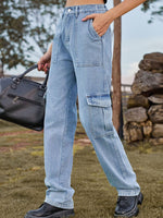Load image into Gallery viewer, High Waist Cargo Jeans Pants
