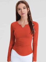 Load image into Gallery viewer, Notched Neck Ruched Sports Top
