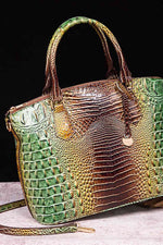 Load image into Gallery viewer, Croc-Embossed Gradient PU Leather Handbag – Luxe Fade Finish
