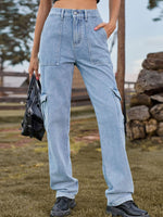 Load image into Gallery viewer, High Waist Cargo Jeans Pants
