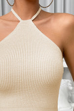 Load image into Gallery viewer, Halter Neck Ribbed Cropped Knit Top

