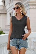 Load image into Gallery viewer, Eyelet V-Neck Tank
