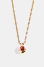 Load image into Gallery viewer, Zircon 18K Gold-Plated Geometrical Pendant Necklace – Available in Olive, Deep Red, Transparent, and Green

