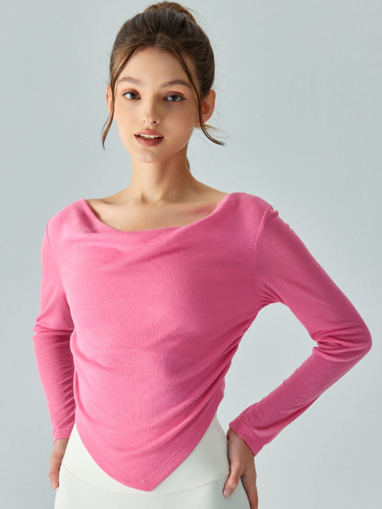 Cowl Neck Long Sleeve Sports Top