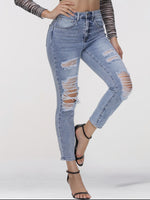 Load image into Gallery viewer, Distressed Skinny Cropped Jeans Pants
